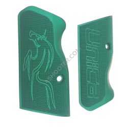 TANFOGLIO UNICA U012 GREEN ALU GRIPS CUSTOM LARGE FRAME - zielone aluminiowe okładziny chwytu na duży szkielet