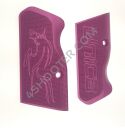 TANFOGLIO UNICA U013 PURPLE ALU GRIPS CUSTOM LARGE FRAME with MAGWELL - fioletowe aluminiowe okładziny chwytu na duży szkielet w lejkiem